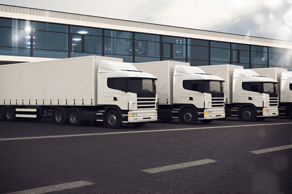 Fleet of D2D Cargo trucks ready for container transport