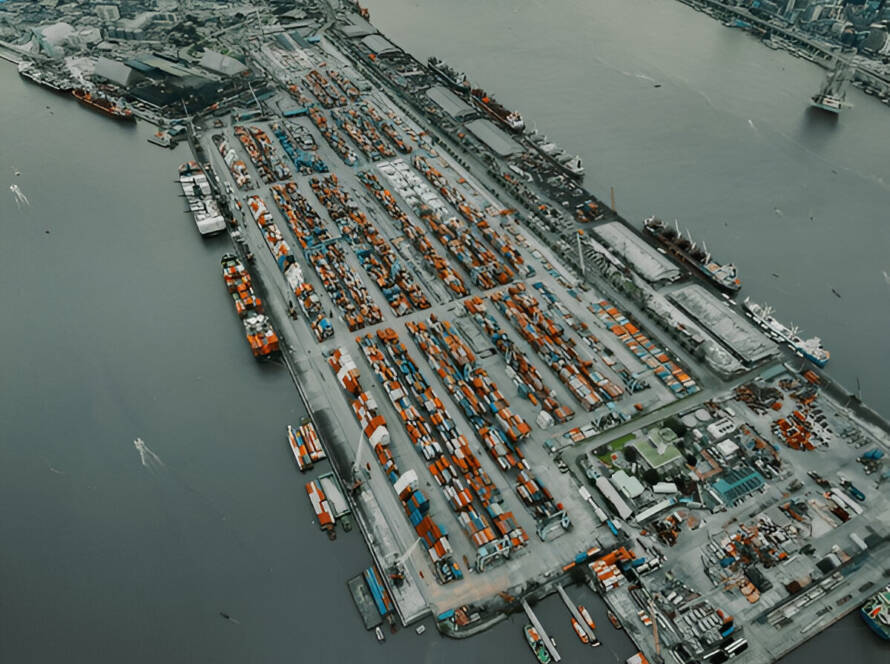 Shipping companies in Lagos port skyline